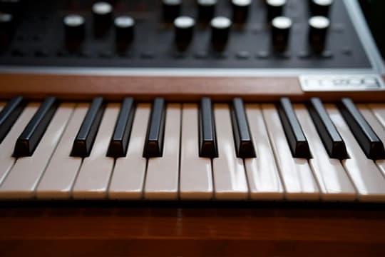 Keyboard and synthesizer close-up